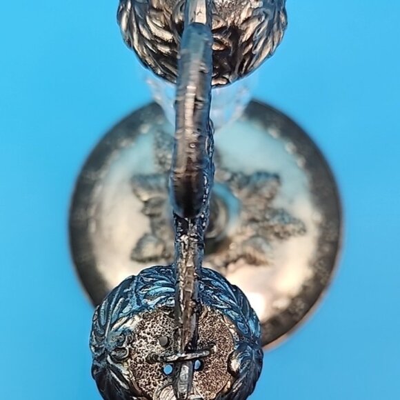 Vintage PRICE IMPORT Hanging Glass Grapes Salt Pepper SHAKERS Silver Vine STAND - Picture 9 of 16